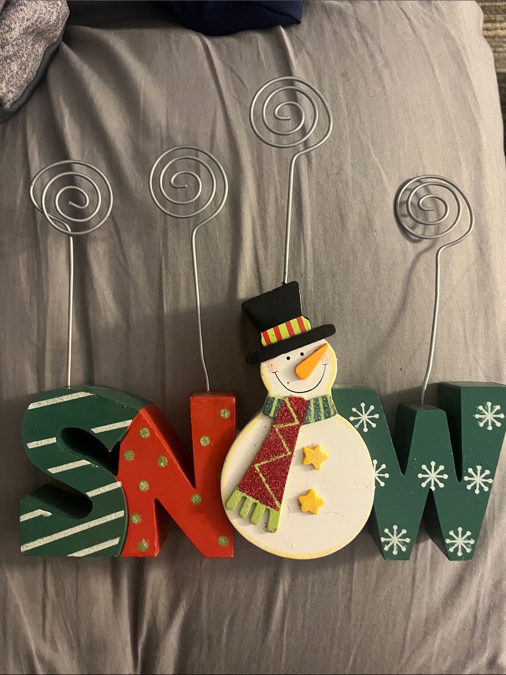 Festive Snowman 'SNOW' Photo Holder - Green & Red